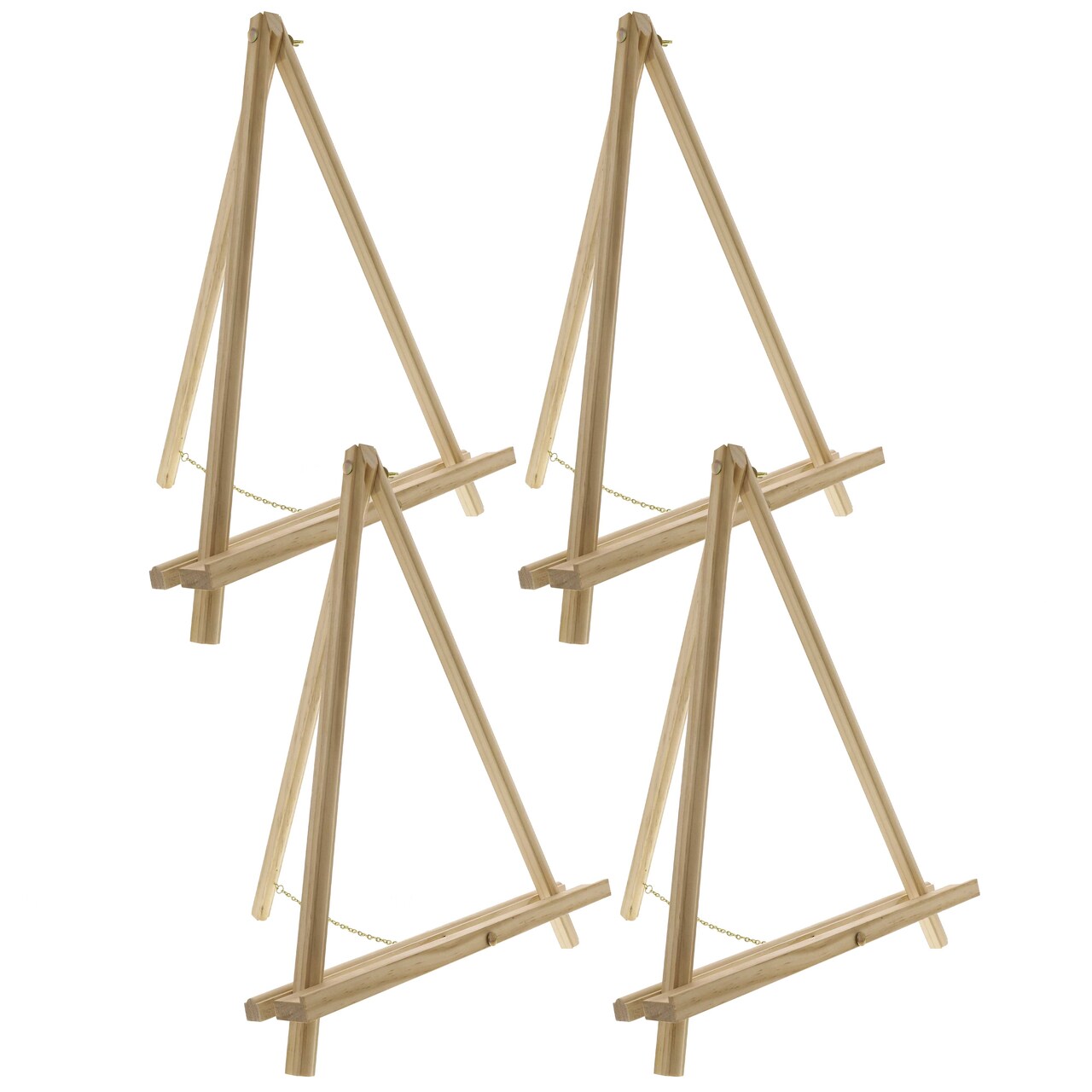 16" Natural Wood Tabletop Easel (4 Pack) - Adjustable A-Frame Canvas Stand for Painting Party & Signs - Table Top Easel for Painting, Canvas Holder, Crafts, Photos, Pictures